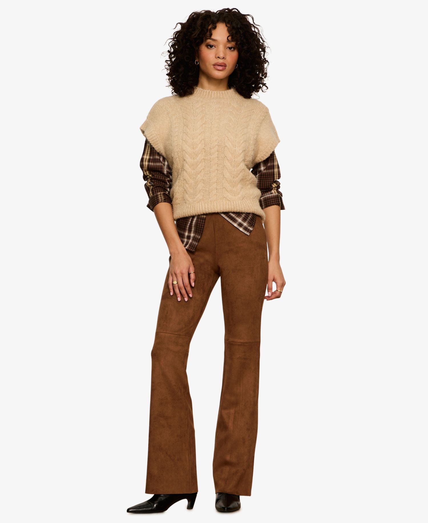 Petite City Plaid Long-Sleeve Button-Up Shirt