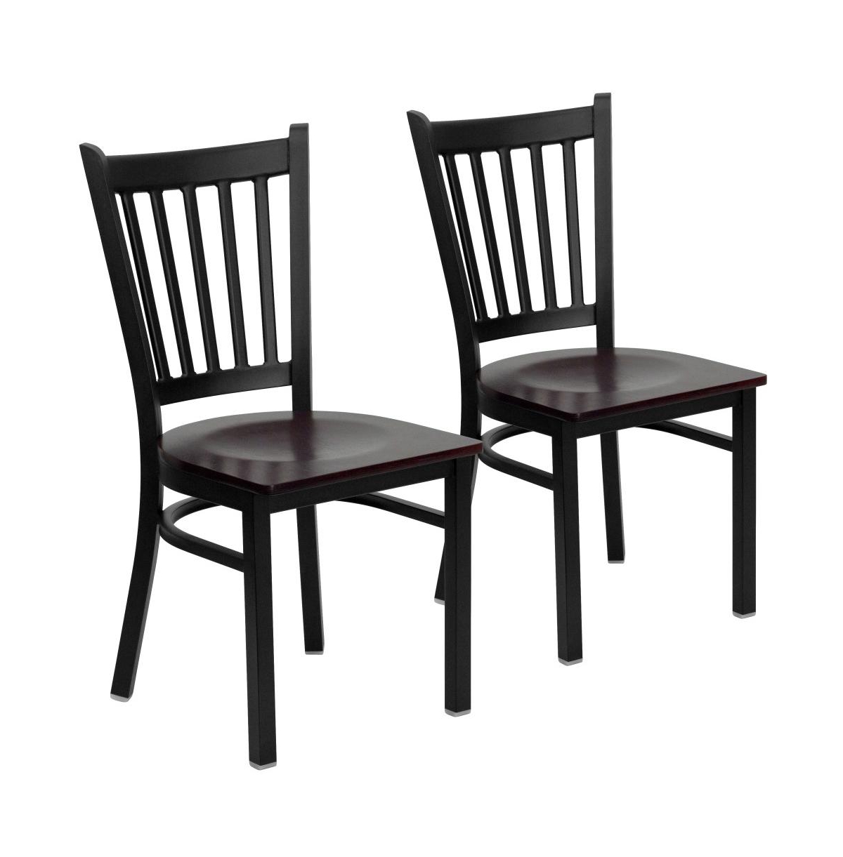 Emma+Oliver 2 Pack Vertical Metal Restaurant Chair - Mahogany wood seat