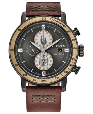 Men's Mandalorian Brown Leather Strap Watch 44mm