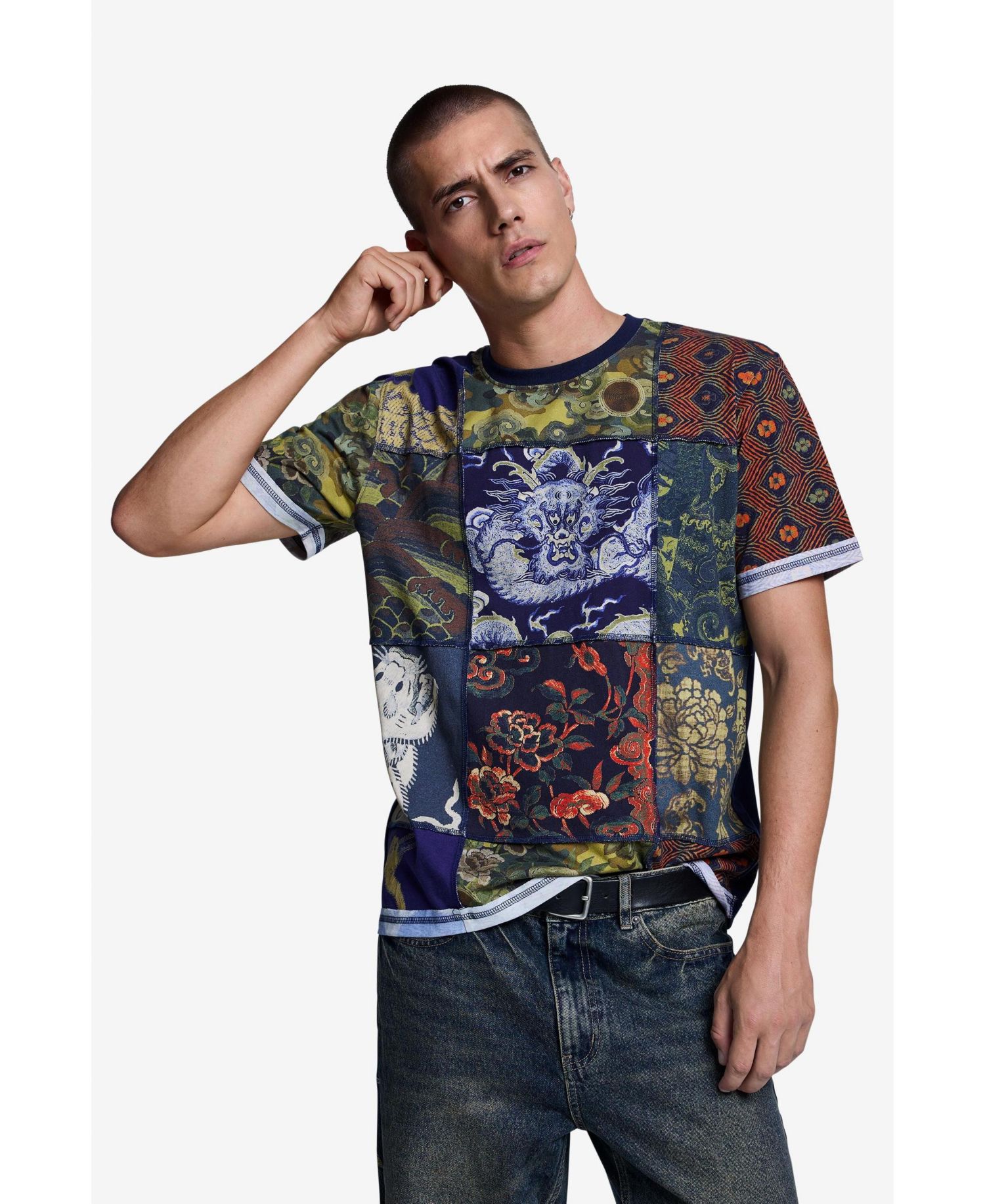 Men's Straight-Leg Embroidered Denim Jeans