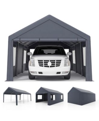 10x20 FT Portable Garage 2 Doors and 4 Roll Up Mesh Windows PE Cover for Car