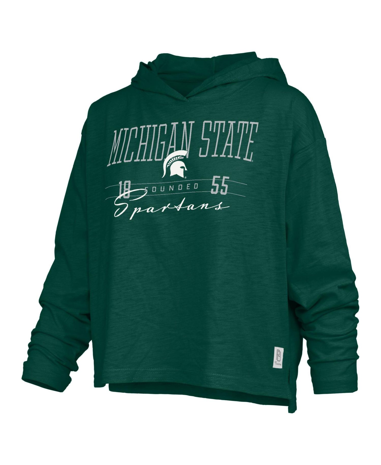 Women's Michigan State Spartans Castillo Hooded Oversized Slub Long-Sleeve T-Shirt