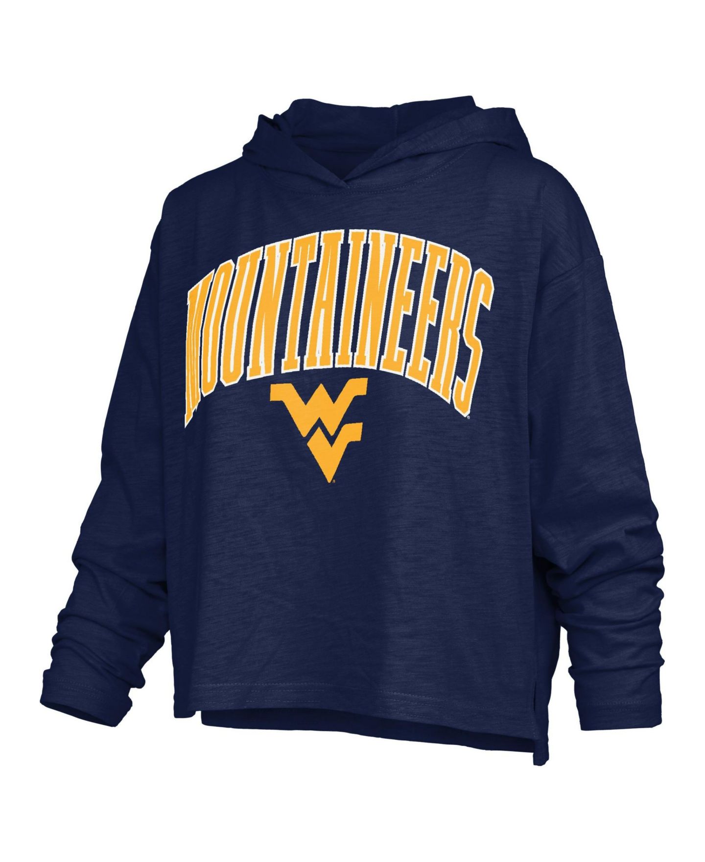 Женская футболка Pressbox West Virginia Mountaineers Nelson Oversized Hooded Long-Sleeve — фото 2