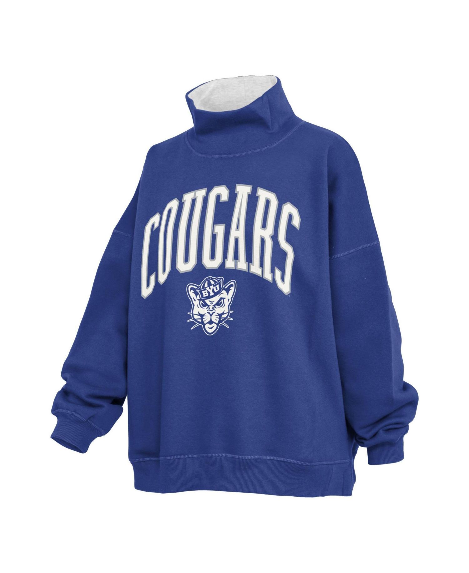 Women's BYU Cougars Oversized Mock Neck Pullover Sweatshirt