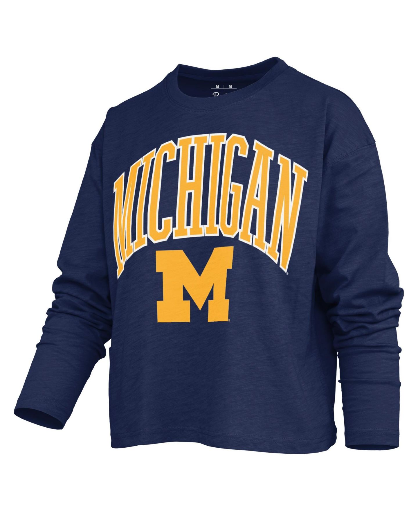 Женская футболка Pressbox Michigan Wolverines Motley Boxy Burnout Long-Sleeve — фото 2
