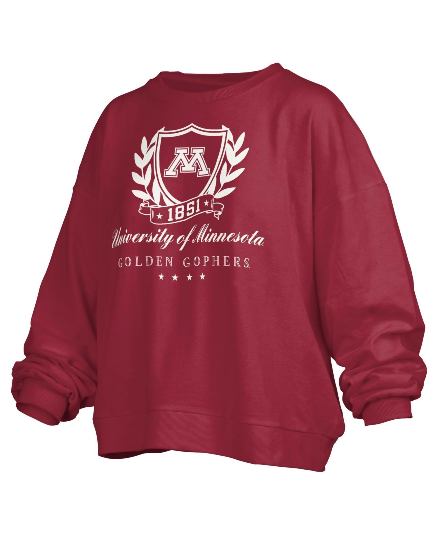 Women's Minnesota Golden Gophers Janice Oversized Fleece-Lined Embroidered-Graphic Pullover Sweatshirt
