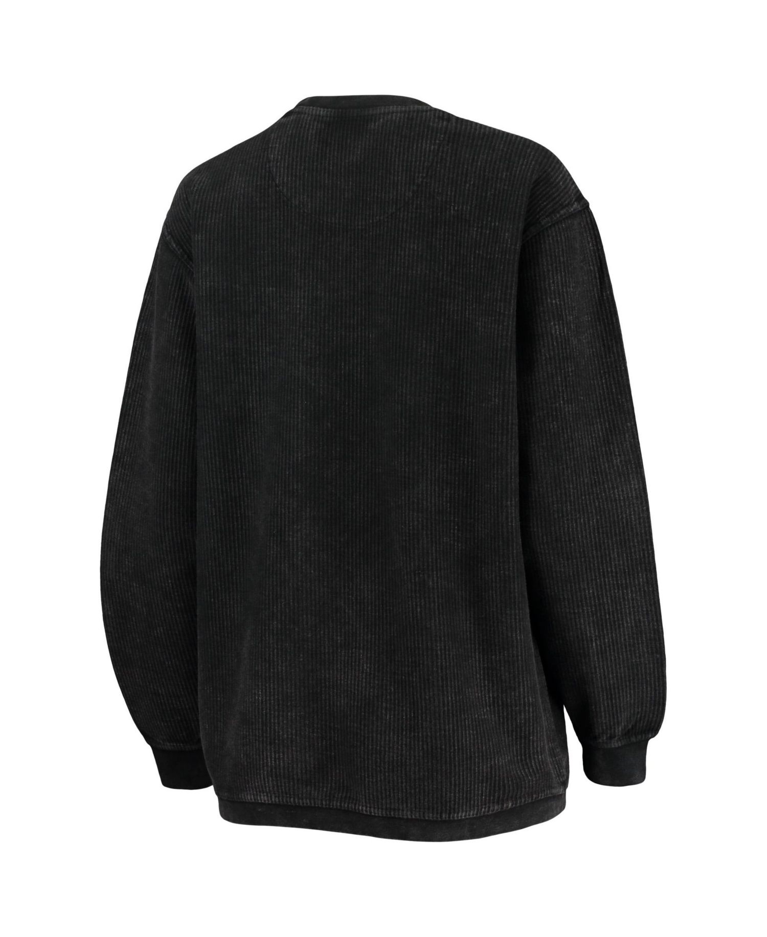 Women's Black Distressed Kentucky Wildcats Comfy Cord Vintage-Like Wash Basic Arch Pullover Sweatshirt