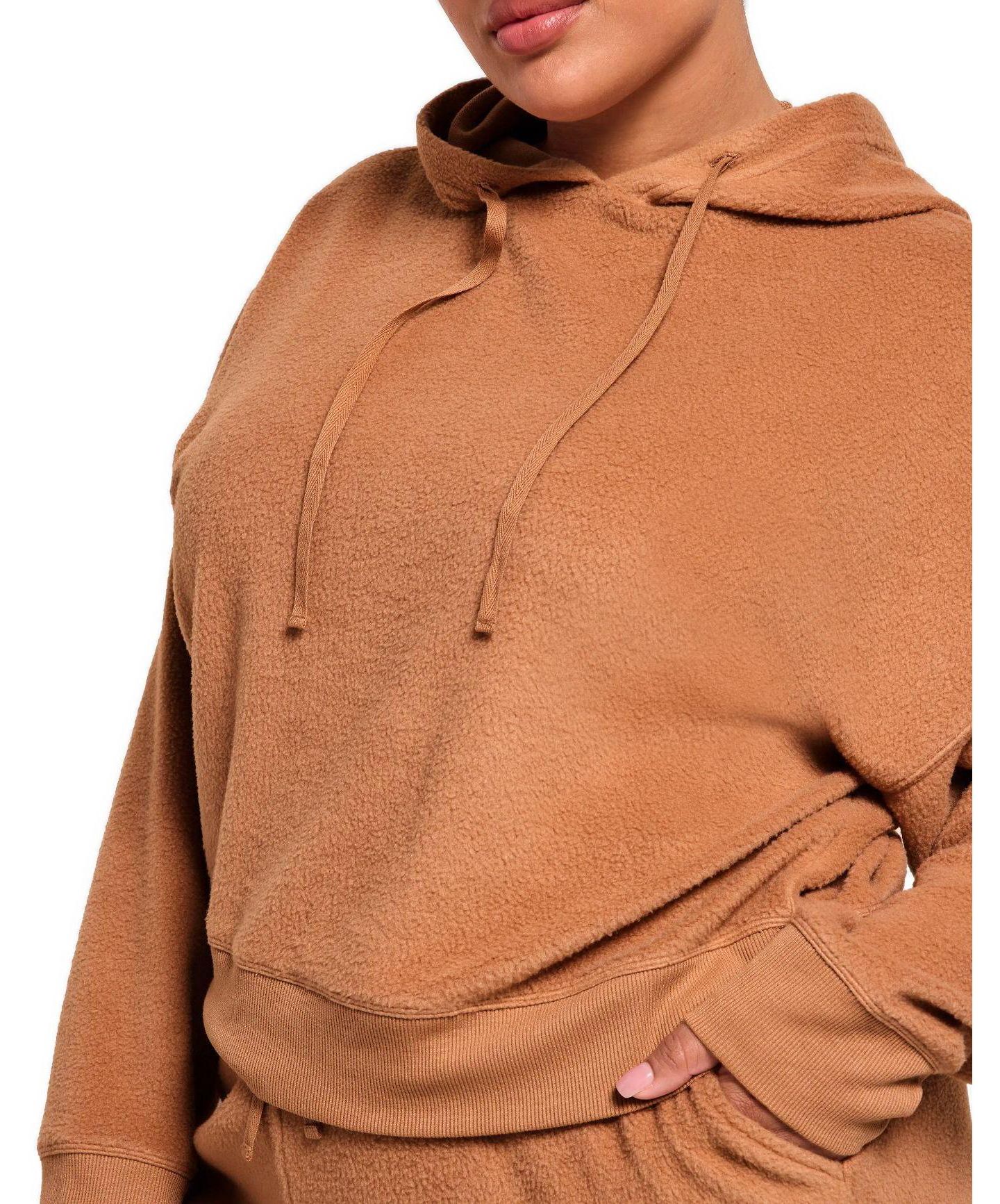 Женский комплект Adore Me Plus Size Davinia Fleece Long-Sleeve Hoodie and Joggers, 2-Piece Set, цвет: Тёмный бежевый — фото 2