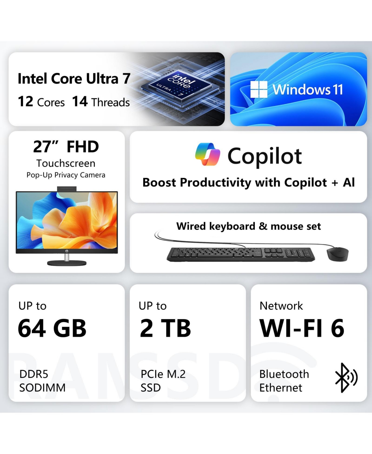 Hp Essential 27-cr2000t 27" Fhd Touchscreen Intel Core Ultra 7 255U All-in-One
