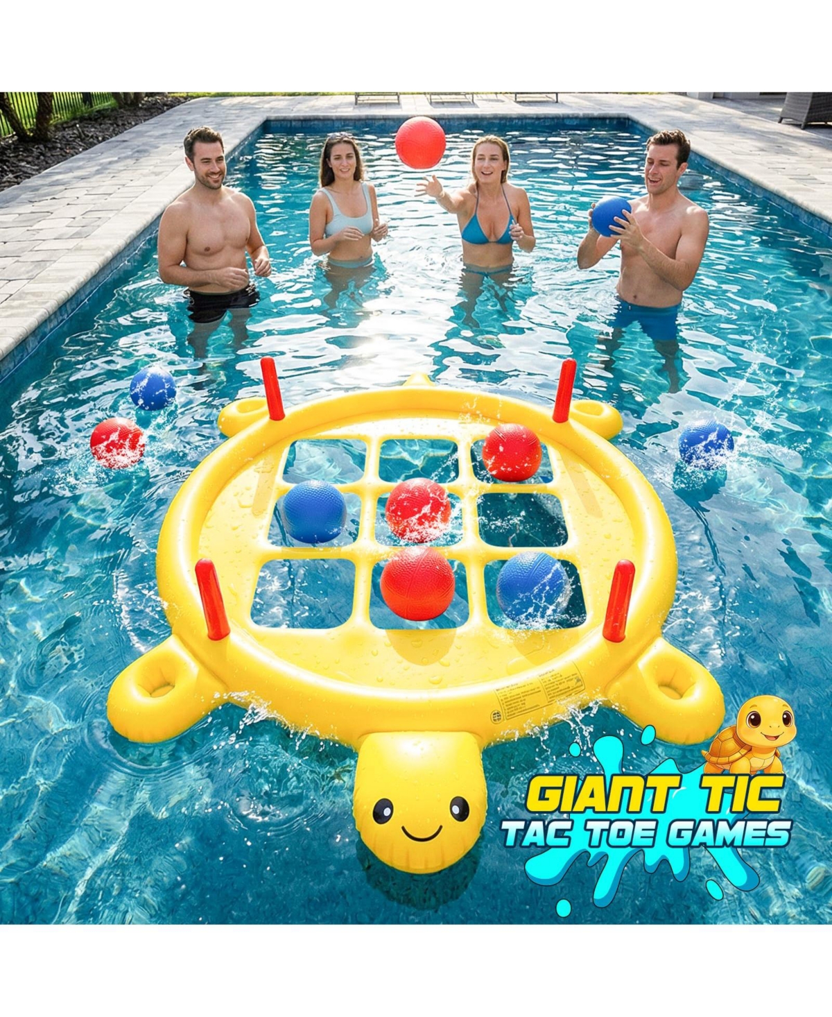 Gnuadz 2 In 1 Inflatable Pool Game Set Tic Tac Ring Toss