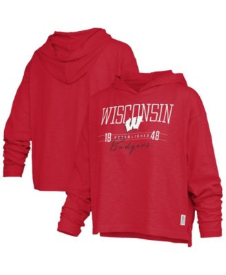 Women's Wisconsin Badgers Castillo Slub Oversized Hooded Long-Sleeve T-Shirt