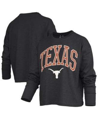 Women's Texas Longhorns Motley Boxy Waist-Length Burnout Long-Sleeve T-Shirt