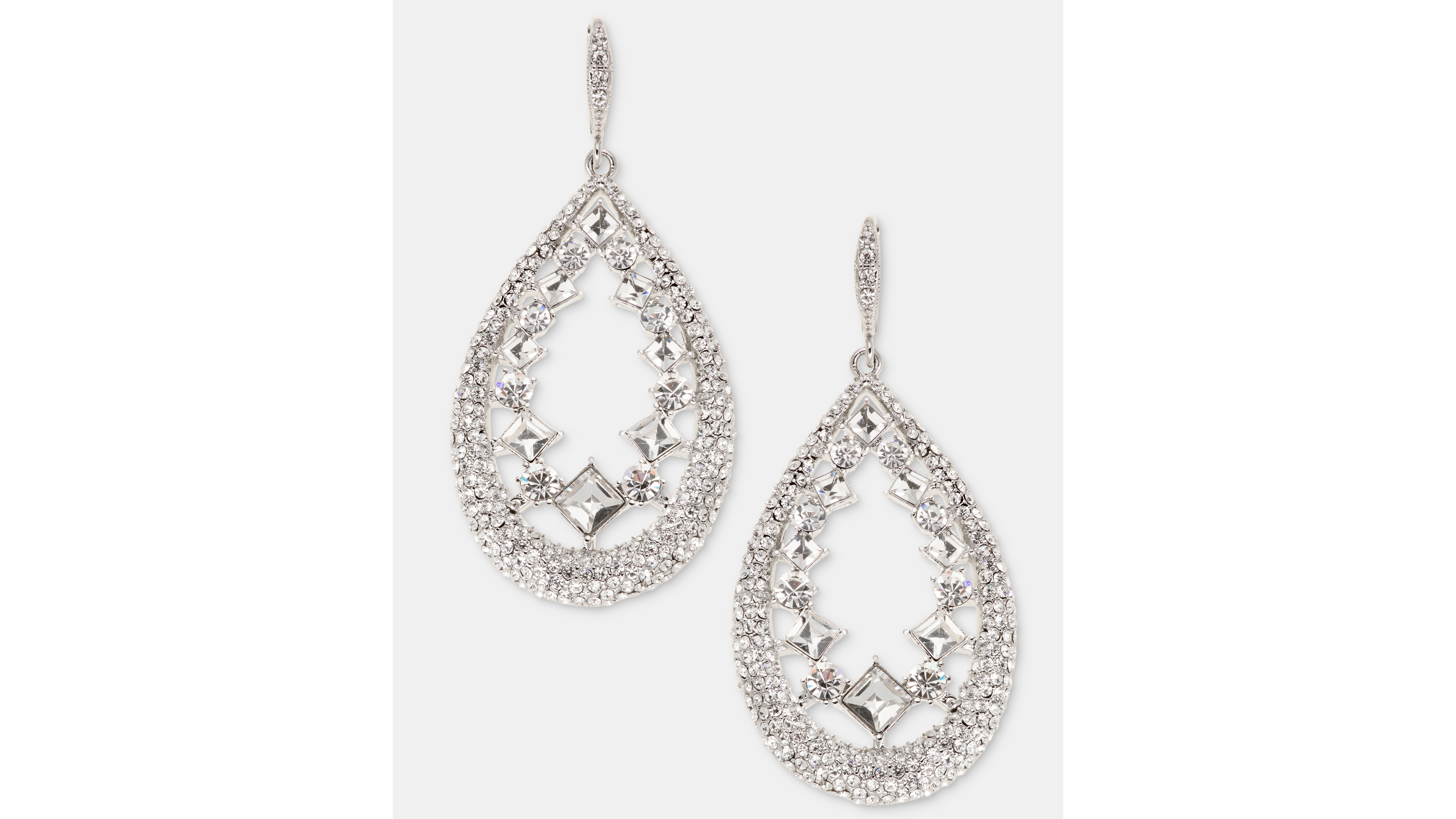 Givenchy Crystal Silver-Tone Pave Pear Orbital Drop Earrings