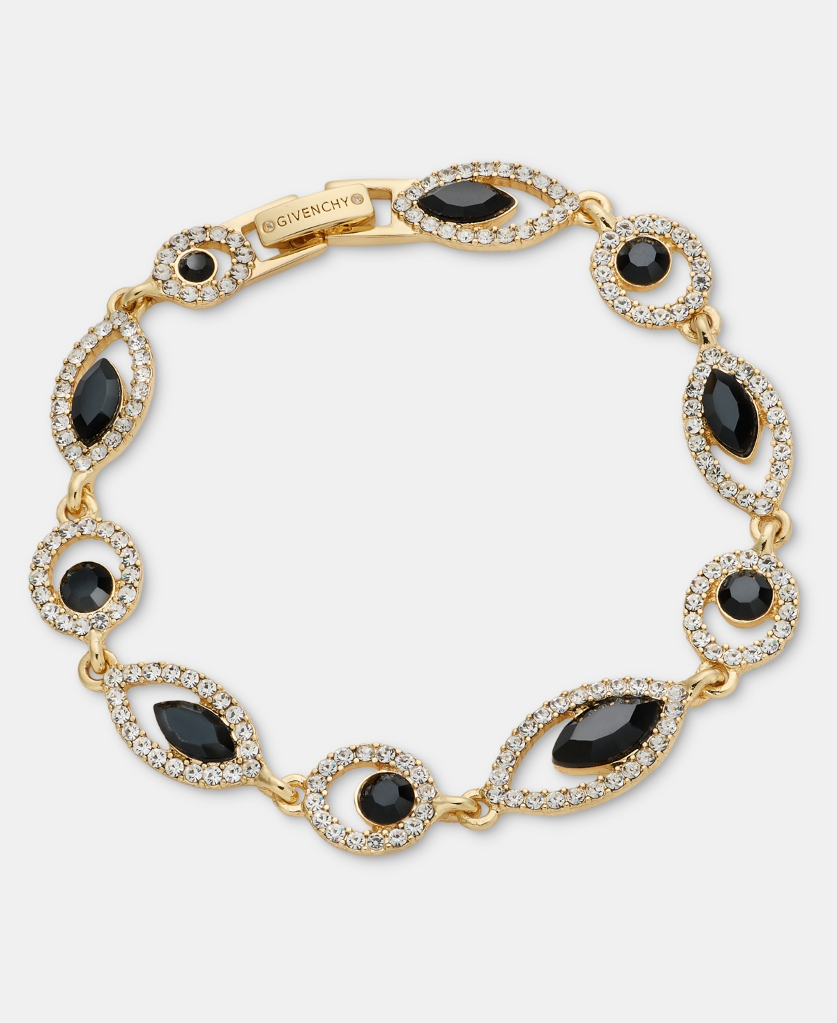 Givenchy Jet Crystal Link & Chain Adjustable Bracelet