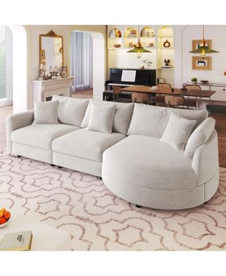 107" Chenille 3-Piece Sectional Sofa with Curved Chaise