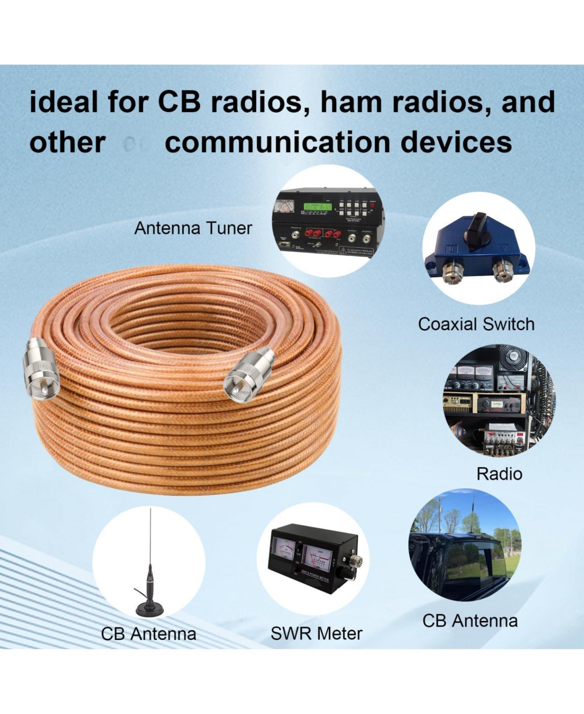 Lofree Solid Copper Core Dual Shielded Braided Coaxial Cable for Radio Communication