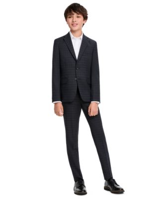 Boys' Window Slim Windowpane Plaid Blazer and Dress Pants, 2-Piece Set