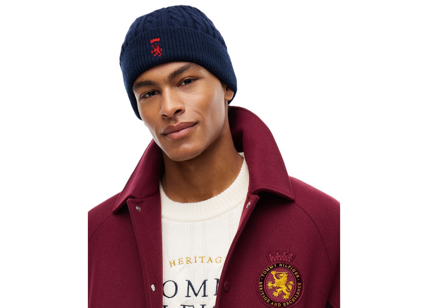Men's American Icons Wool Cable-Knit Ribbed-Cuff Beanie