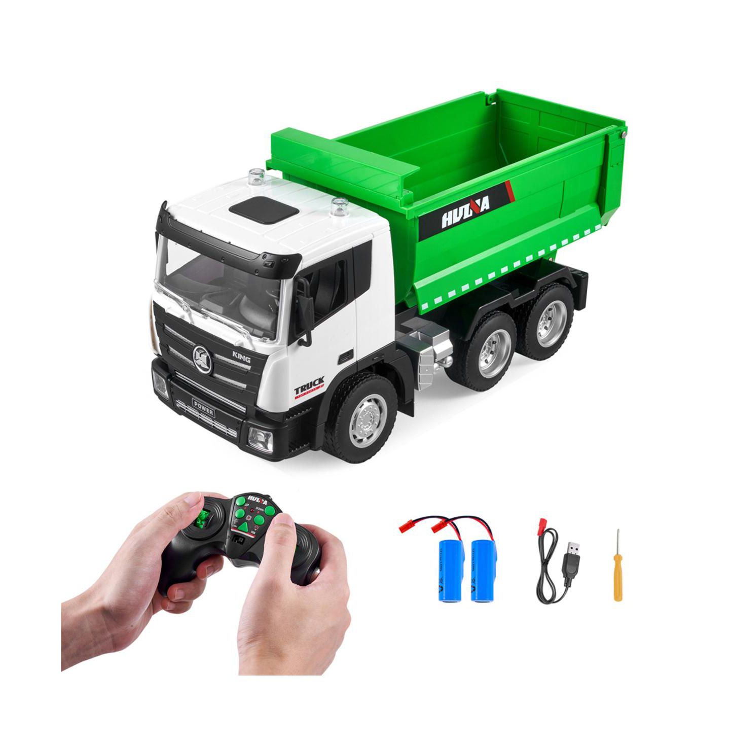 Детская игрушка YOBTOP 1:18 Scale 4WD LED Lights Hydraulic Rod Remote Control Dump Truck — фото 1
