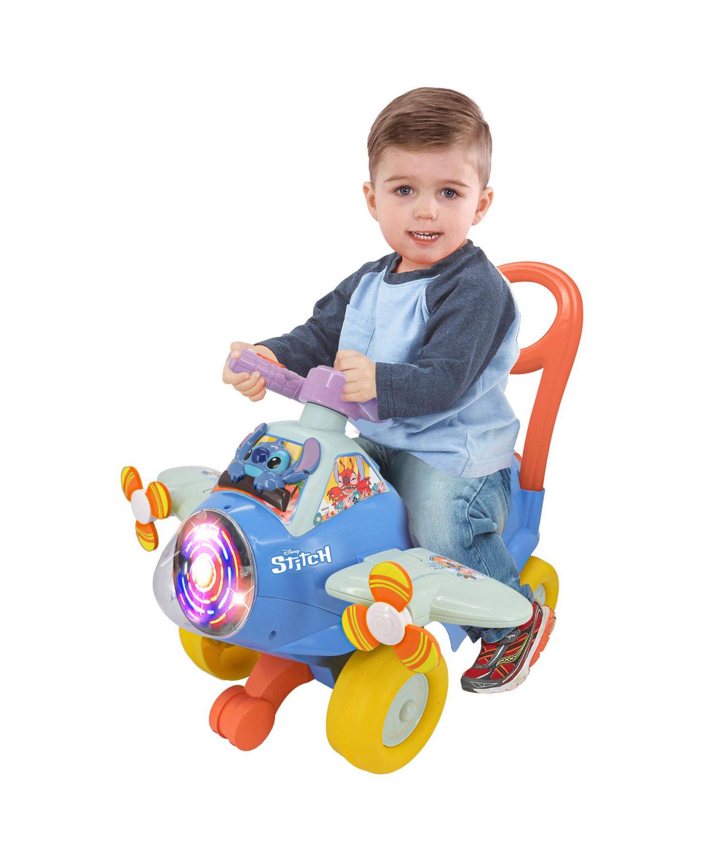 Детская игрушка Disney Stitch Spinning Lights Interactive Ride-On Plane, 20.06" x 17.32" x 16.34", Ages 1+ — фото 5