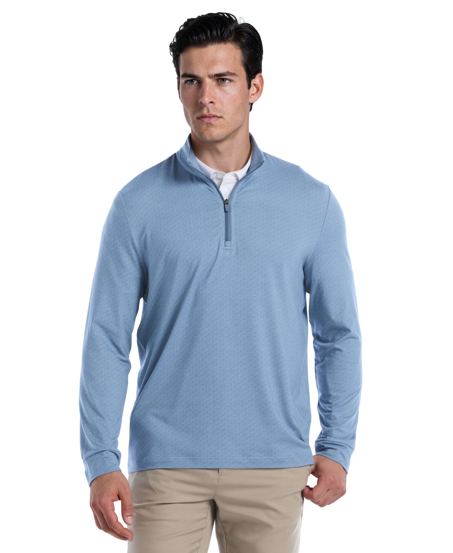 Мужской свитер PGA TOUR Textured Geo Golf Quarter-Zip Pullover, цвет: Синий теневой — фото 1