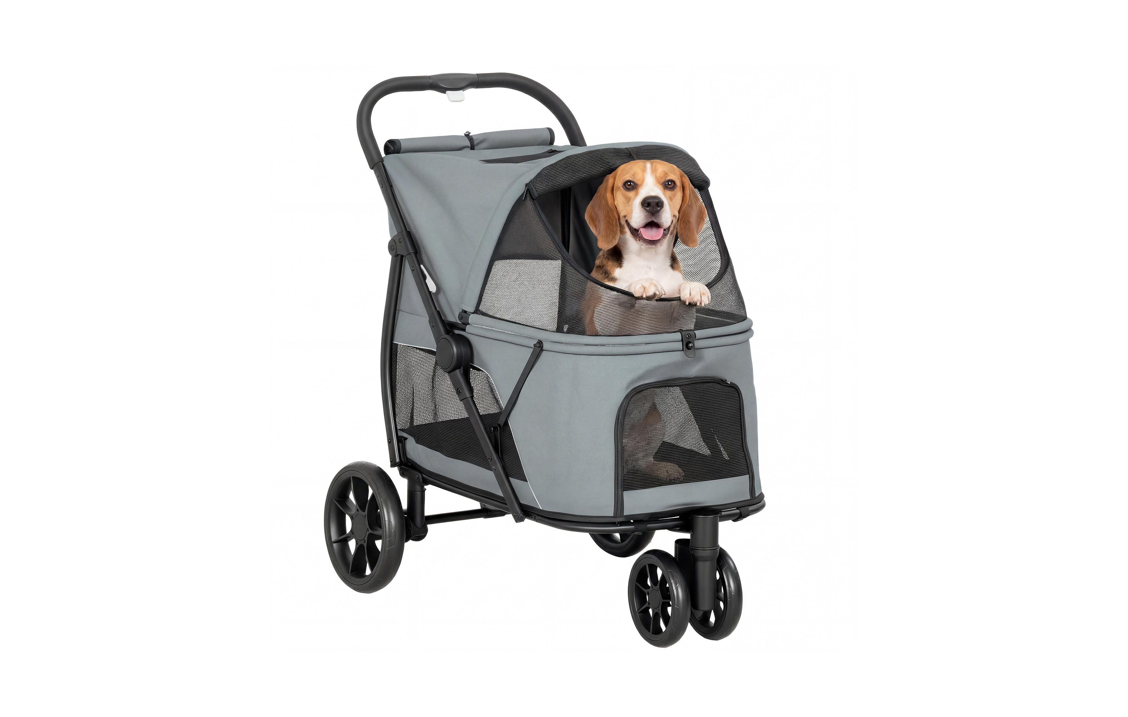 PawHut 3 Wheel Pet Stroller, Dog Stroller Easy One-Click Quick Fold