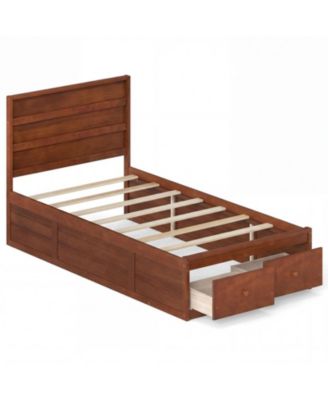 Twin Size Bed Frame with 2 Storage Drawers and Enclosed Base