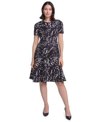 Women's Floral-Print Fit & Flare Midi Dress