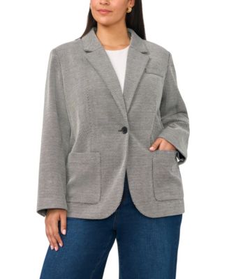 Plus Size Single-Button Mid-Length Stretch Blazer