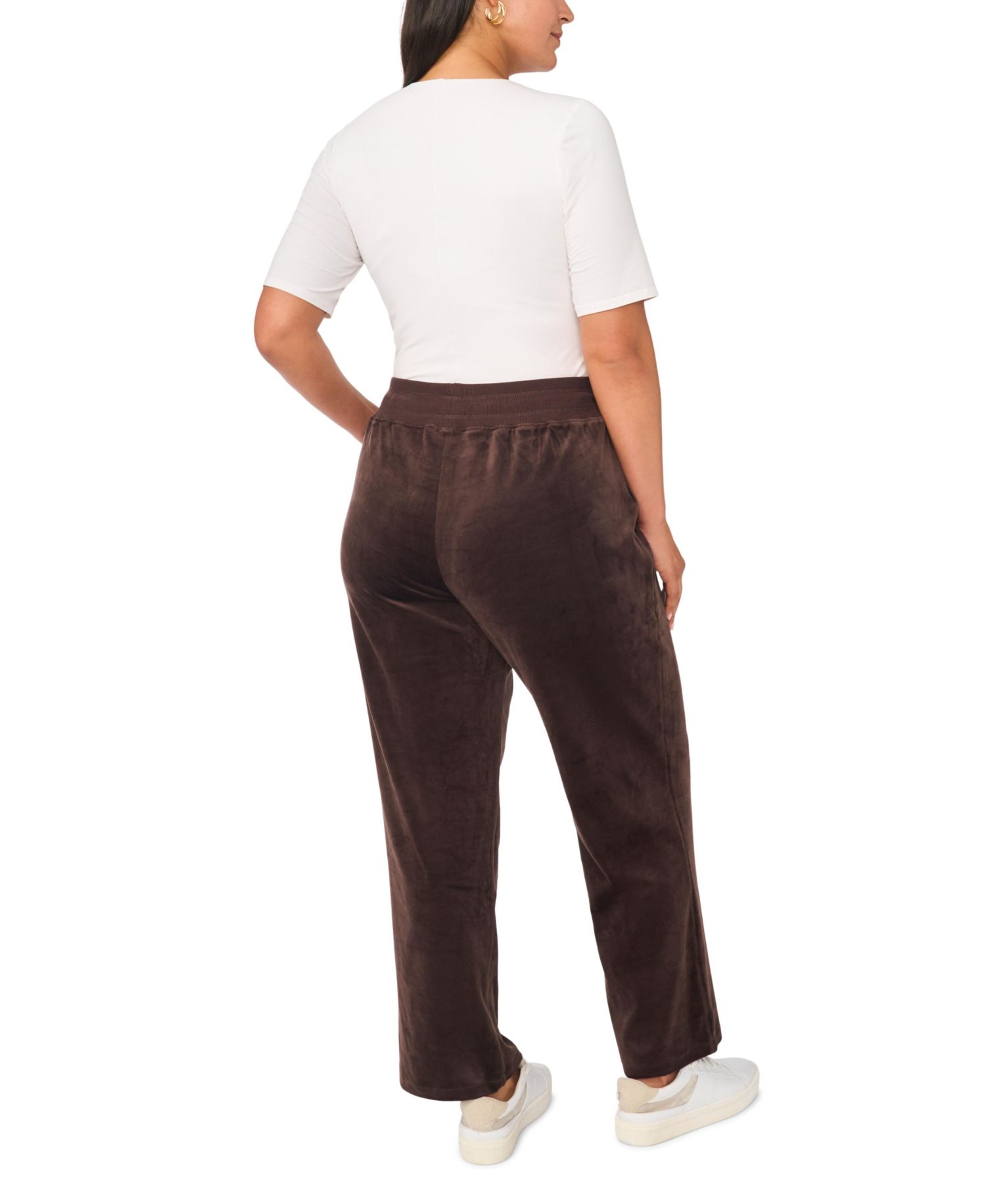 Plus Size Velour Drawstring-Waist Straight-Leg Pants