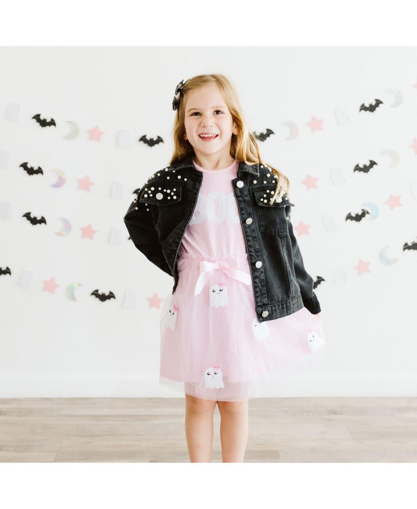 Платье Sweet Wink Boo Halloween Sequin Patch Tulle Tutu Dress для девочек, цвет: Розовый — фото 6