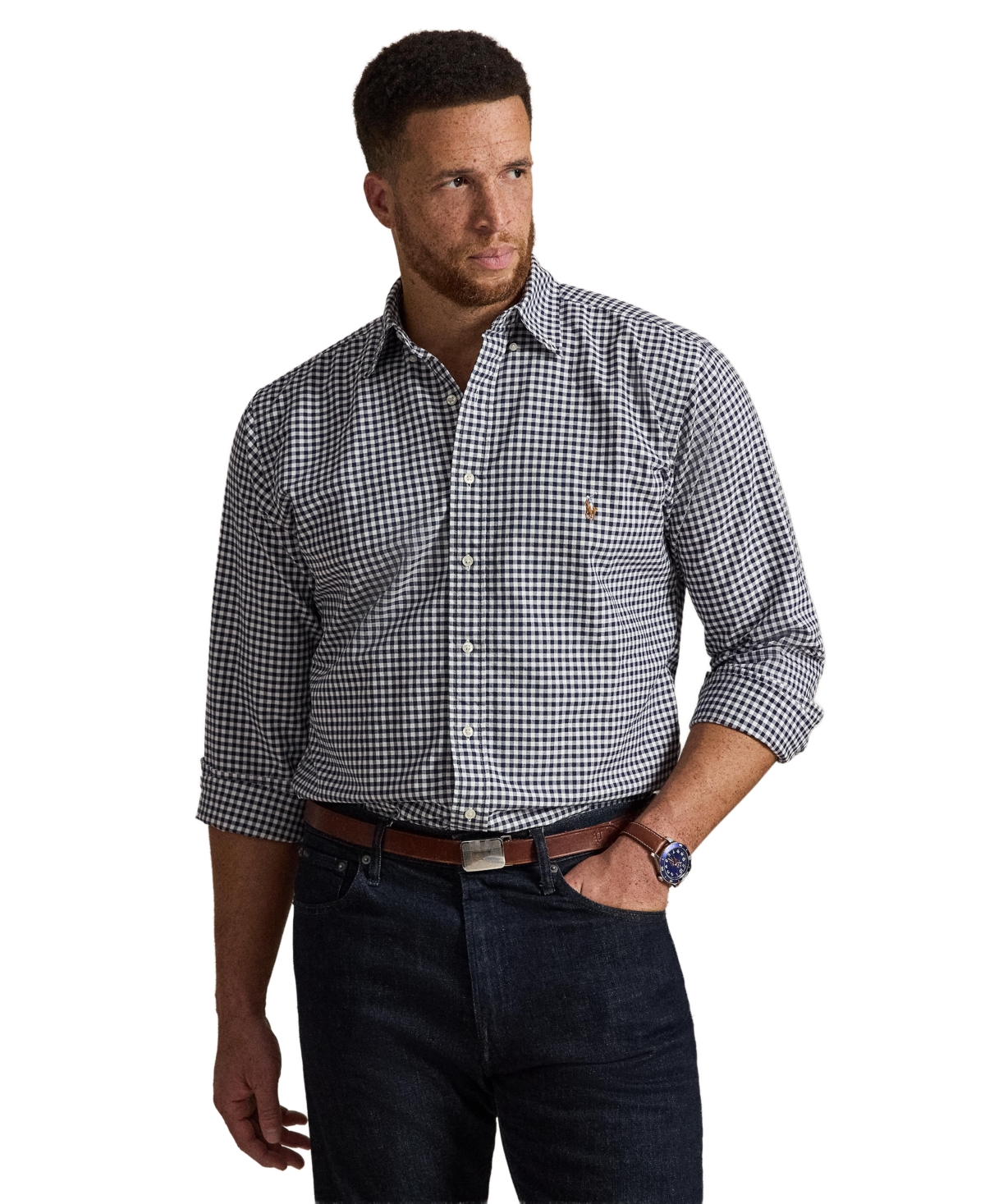 Polo Ralph Lauren Men's Big & Tall Iconic Oxford Shirt In 4338v,navy White