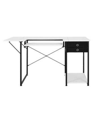 Multipurpose Sewing Machine Table for Home Studio Art Studio Educational Institution - Drawers, Foldable Side Shelf, Adjustable Shelf