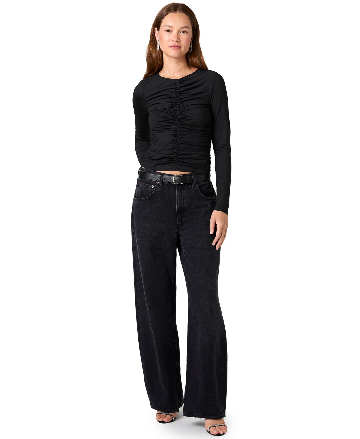 Women's Shay Long-Sleeve Crewneck Ruched Blouse