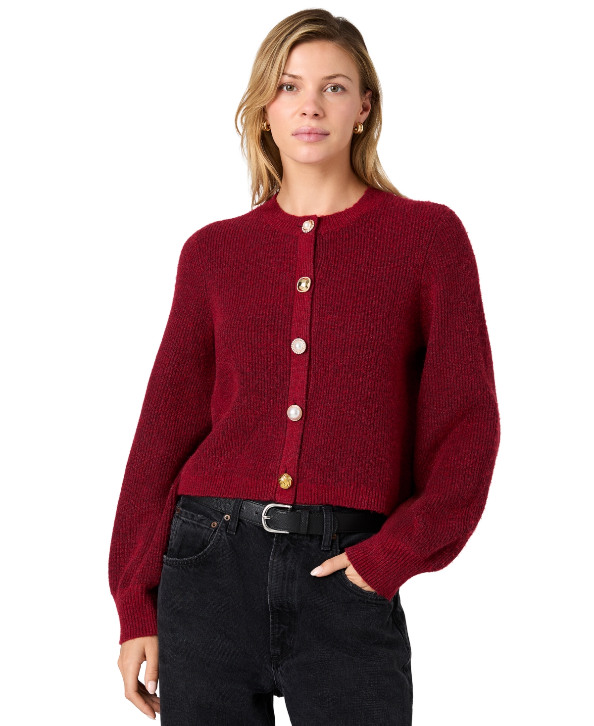 French Connection Women's Koda Cropped Long-Sleeve Crewneck Cardigan