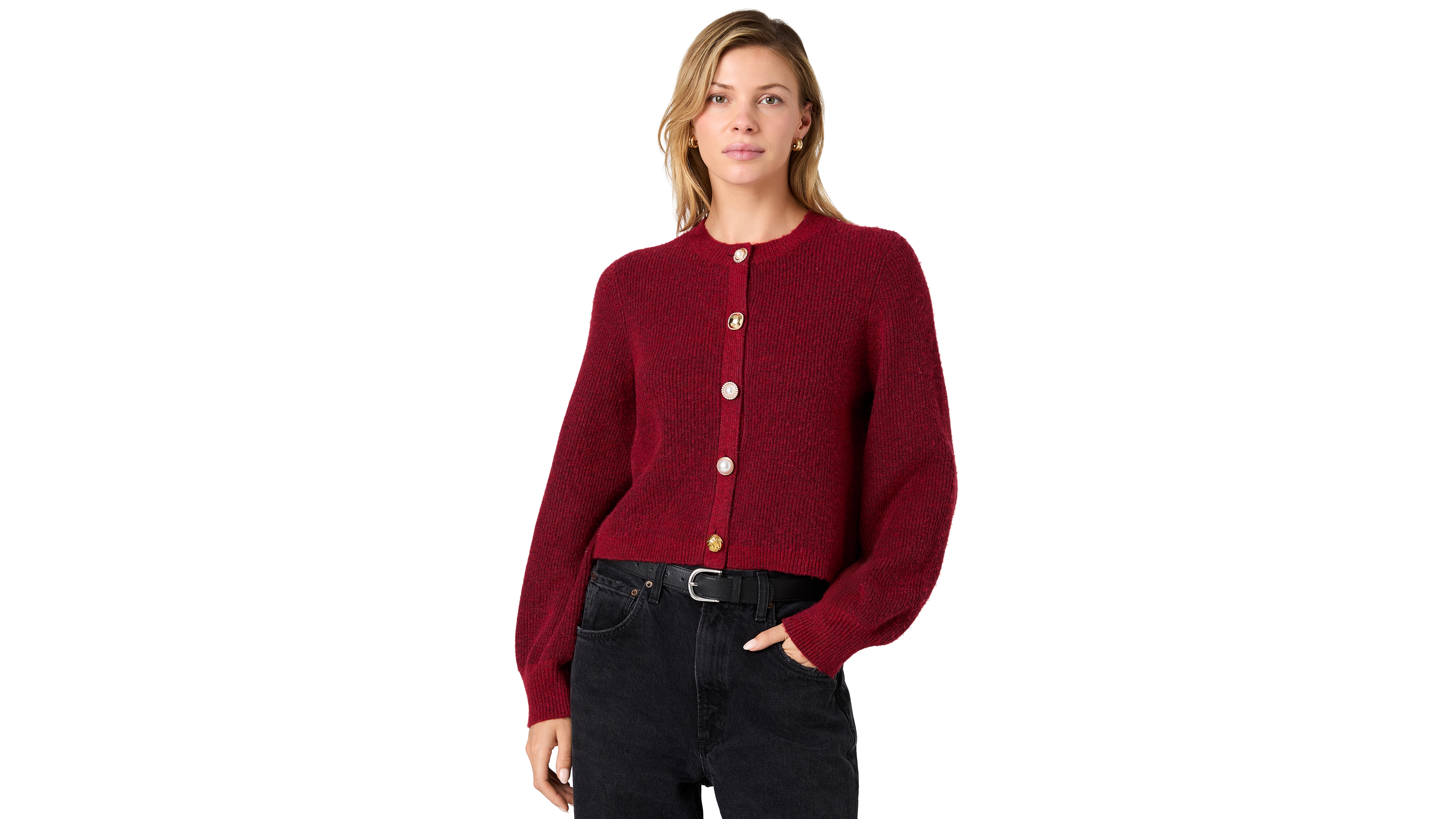 French Connection Women's Koda Cropped Long-Sleeve Crewneck Cardigan