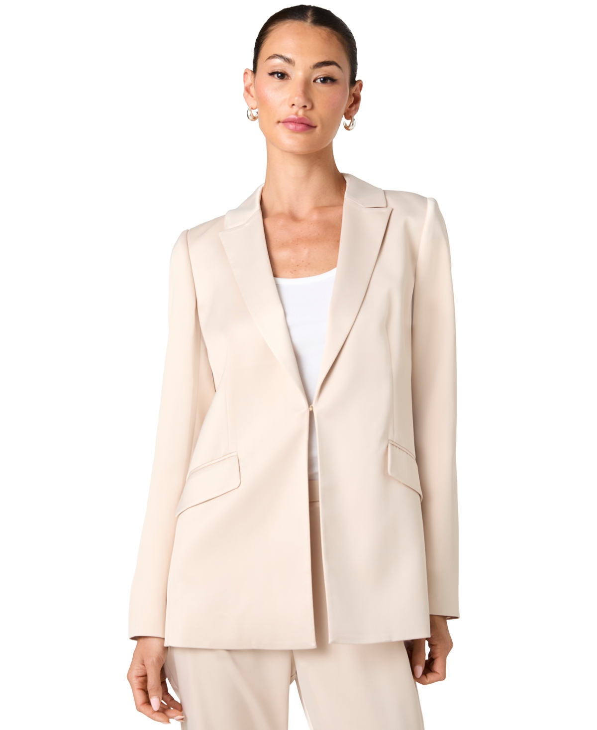 French Connection Women's Maelys Stretch Long-sleeve Satin Blazer In Neutral