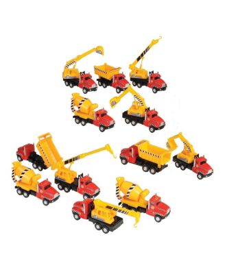 Mighty Builders Pullback Moveable-Parts Construction Vehicles, 12-Piece Set