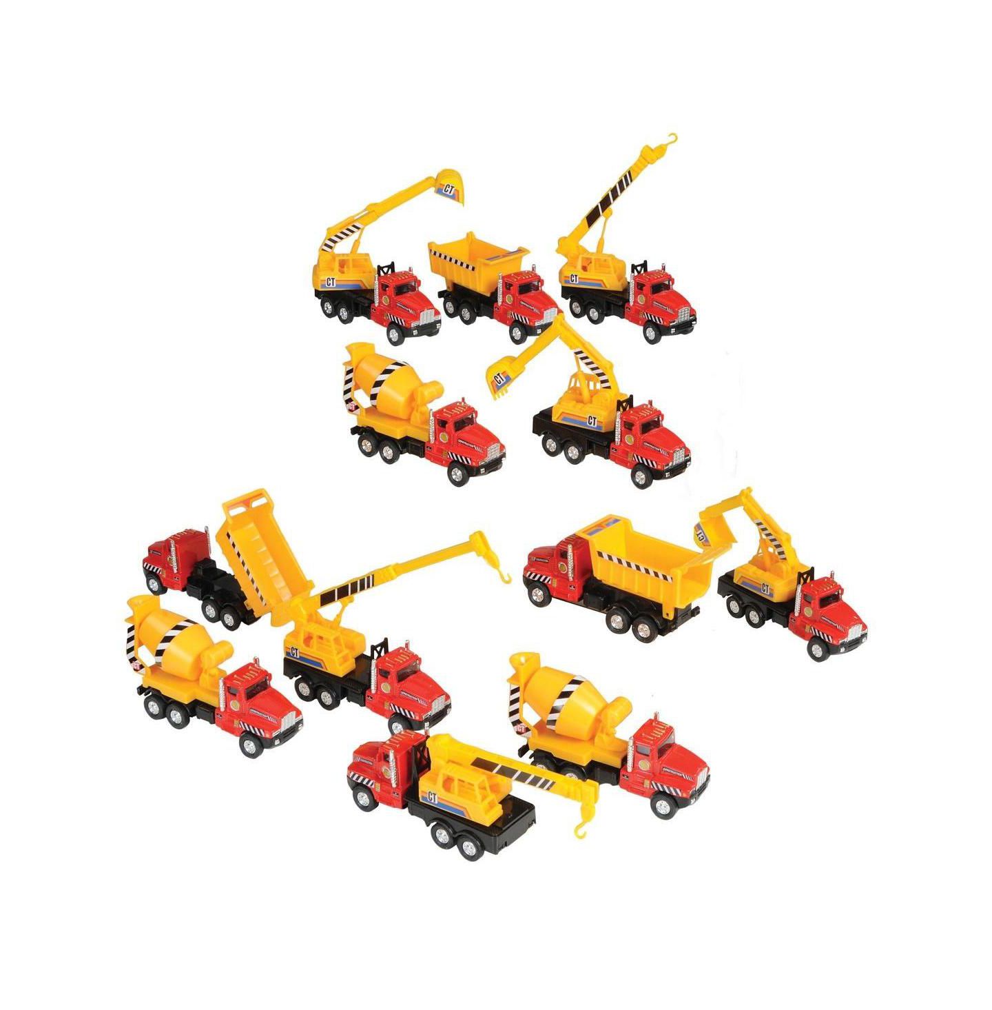 Детские игрушки U.S. Toy Mighty Builders Pullback Moveable-Parts Construction Vehicles, 12-Piece Set, цвет: Жёлтый — фото 1
