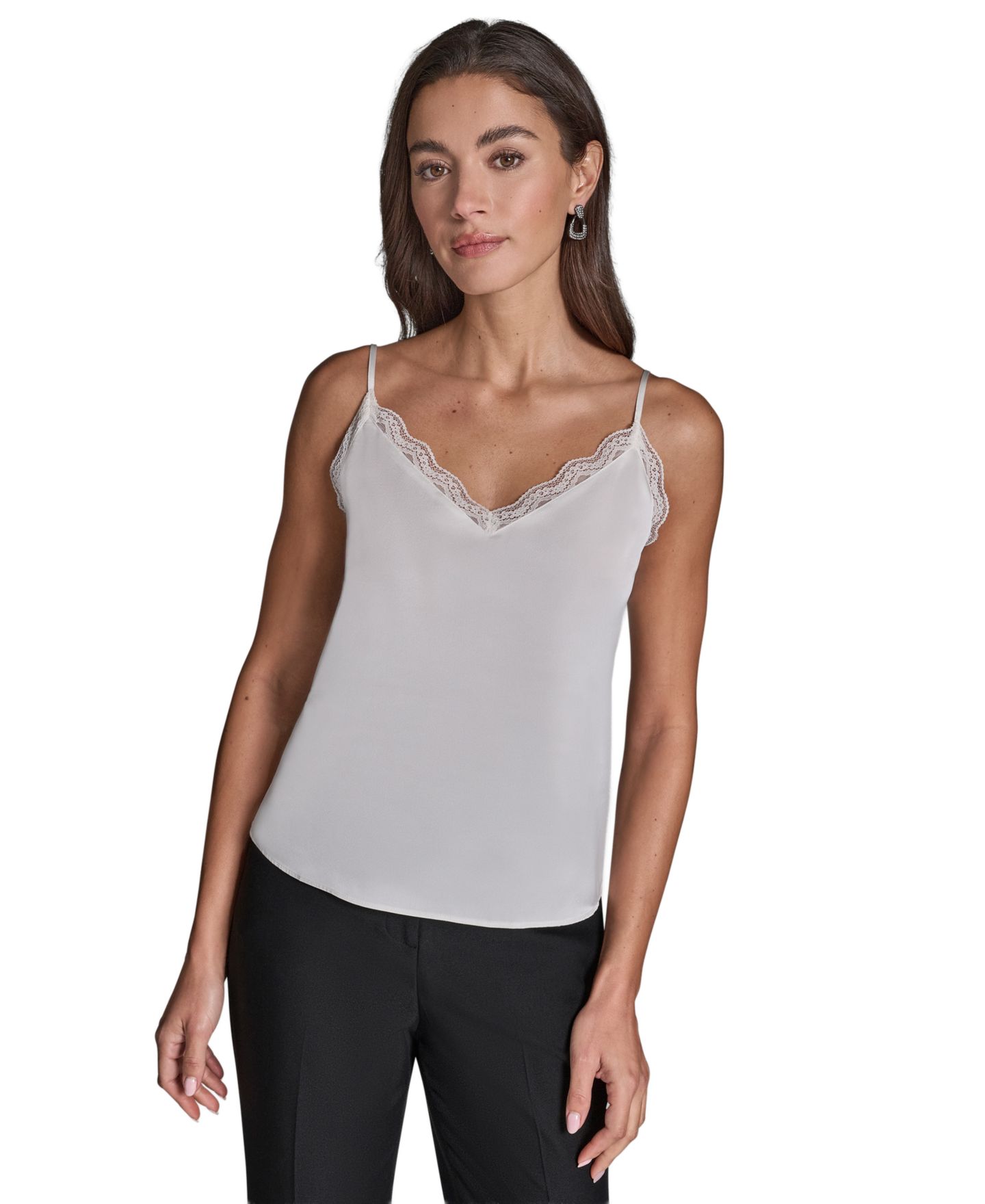 Женский топ BCBG Sleeveless V-Neck Cami Top, цвет: Белый — фото 1