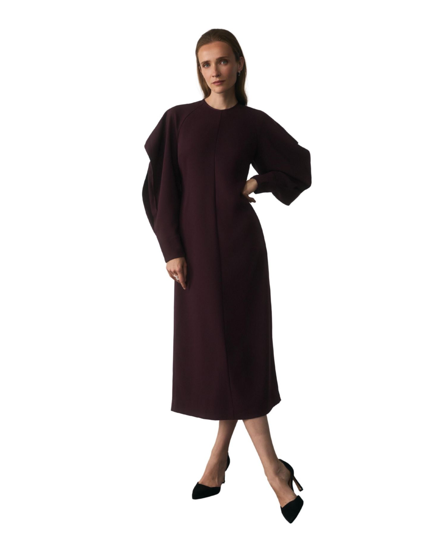 Women's Asti Long-Sleeve Puff-Sleeve Midi Dress