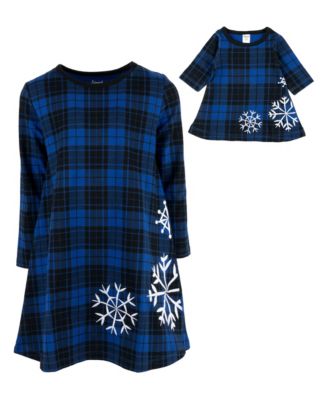 Toddler Girls' 2T-5T A-Line Long-Sleeve Matching Doll Cotton Dress, 2-Piece Set