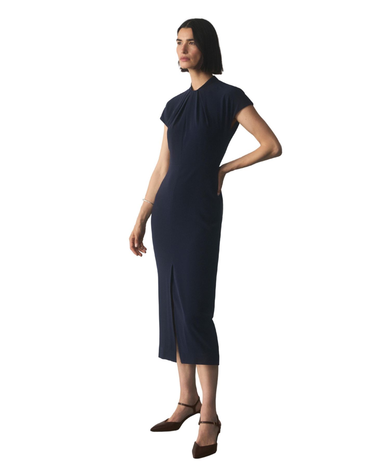 Women's Rossano High-Neck Short-Sleeve Midi Dress