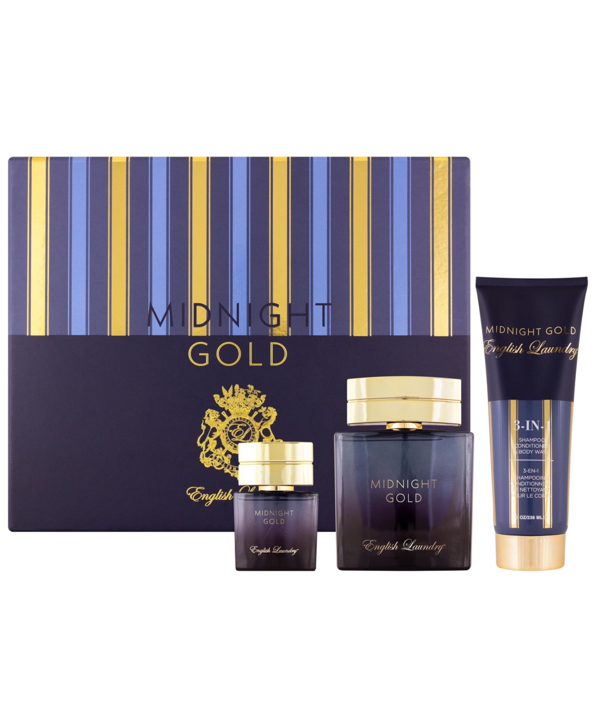 English Laundry Men's 3 Piece Midnight Gold Eau de Parfum Gift Set