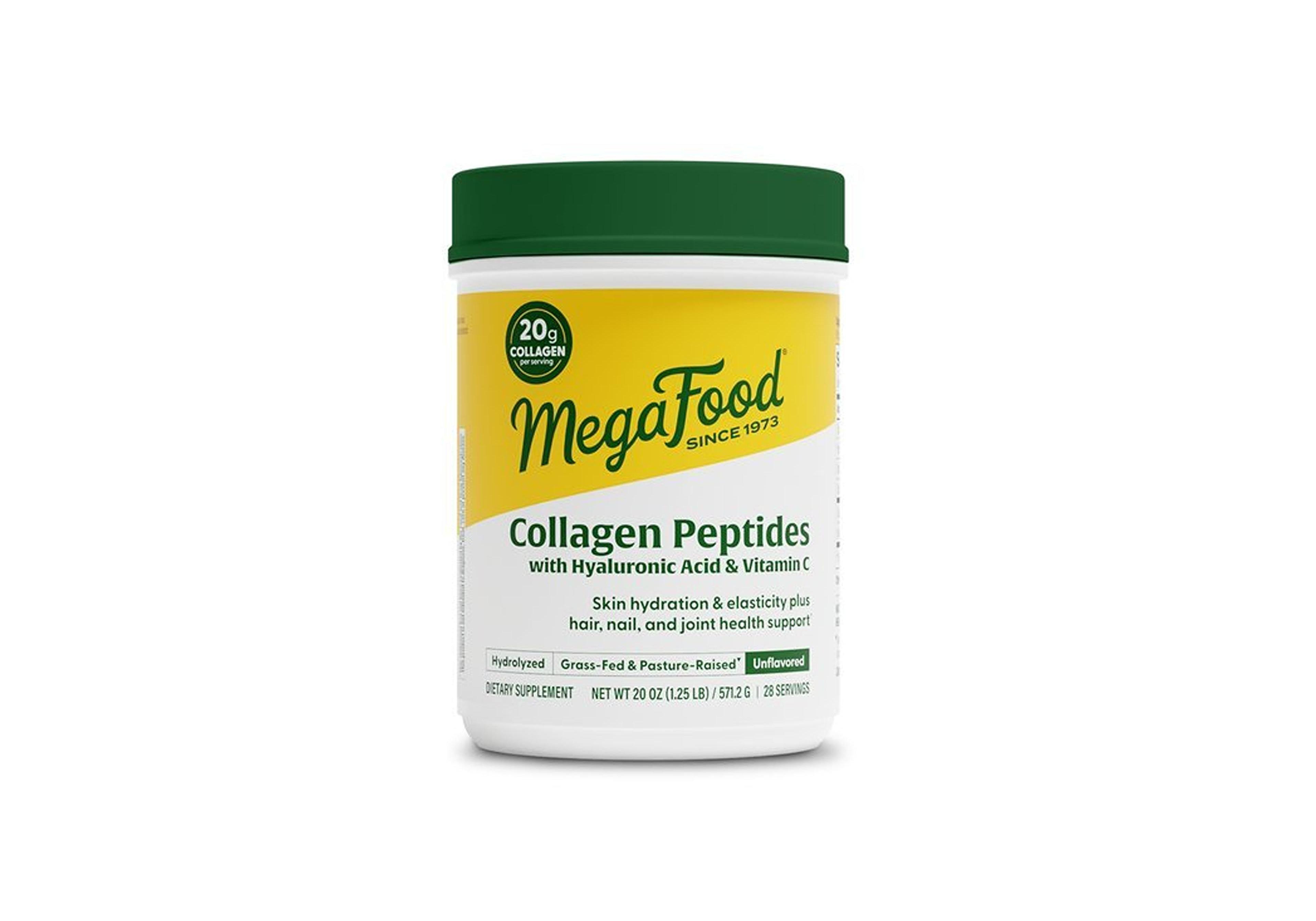 MegaFood Collagen Peptides Powder Unflavored with Hyaluronic Acid and Vitamin C, Grass-Fed Bovine Collagen, 20oz