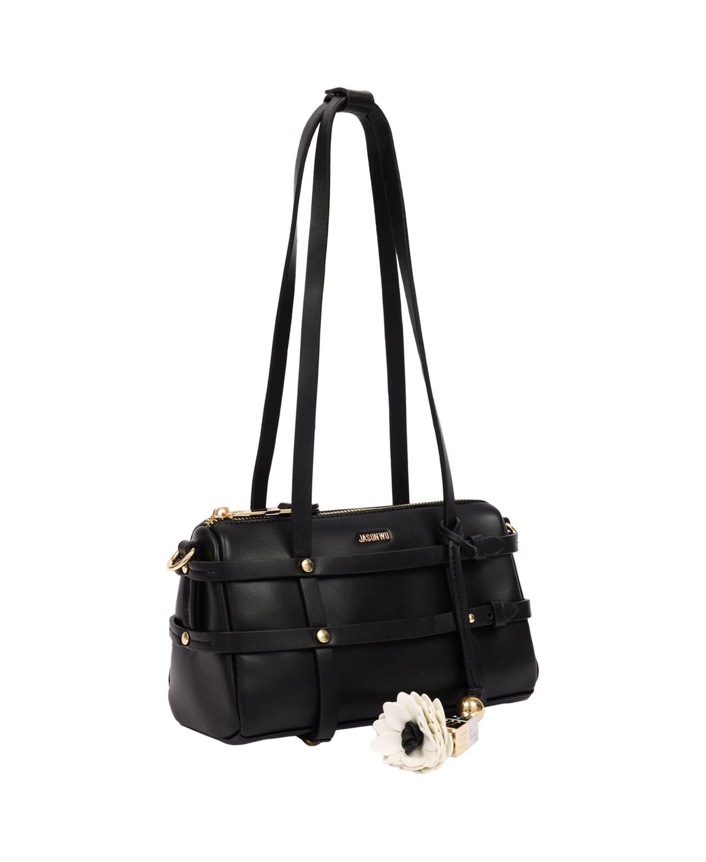 Женская сумка Jason Wu Harness Medium Satchel Shoulder with Convertible Chain Strap and Floral Charm, цвет: Чёрный — фото 3