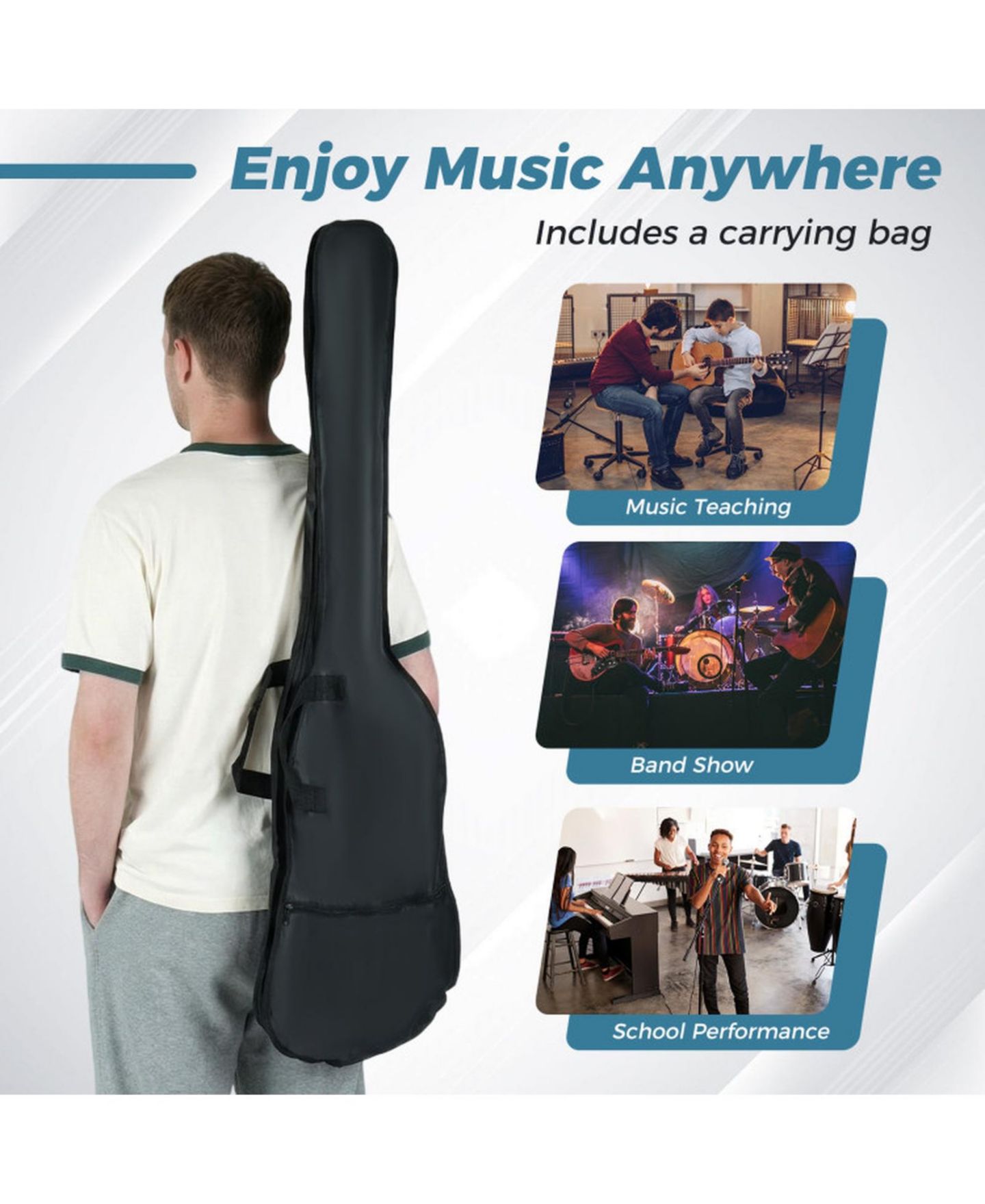 Детская игрушка SUGIFT 45.5 Inch Double-Pickup Electric Bass Guitar, Ages 12+, цвет: Синий — фото 7
