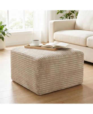 37.5 Inch Corduroy Square Upholstered Ottoman Foot Stool