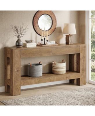 63 Inch Entryway Table with 2 Drawers