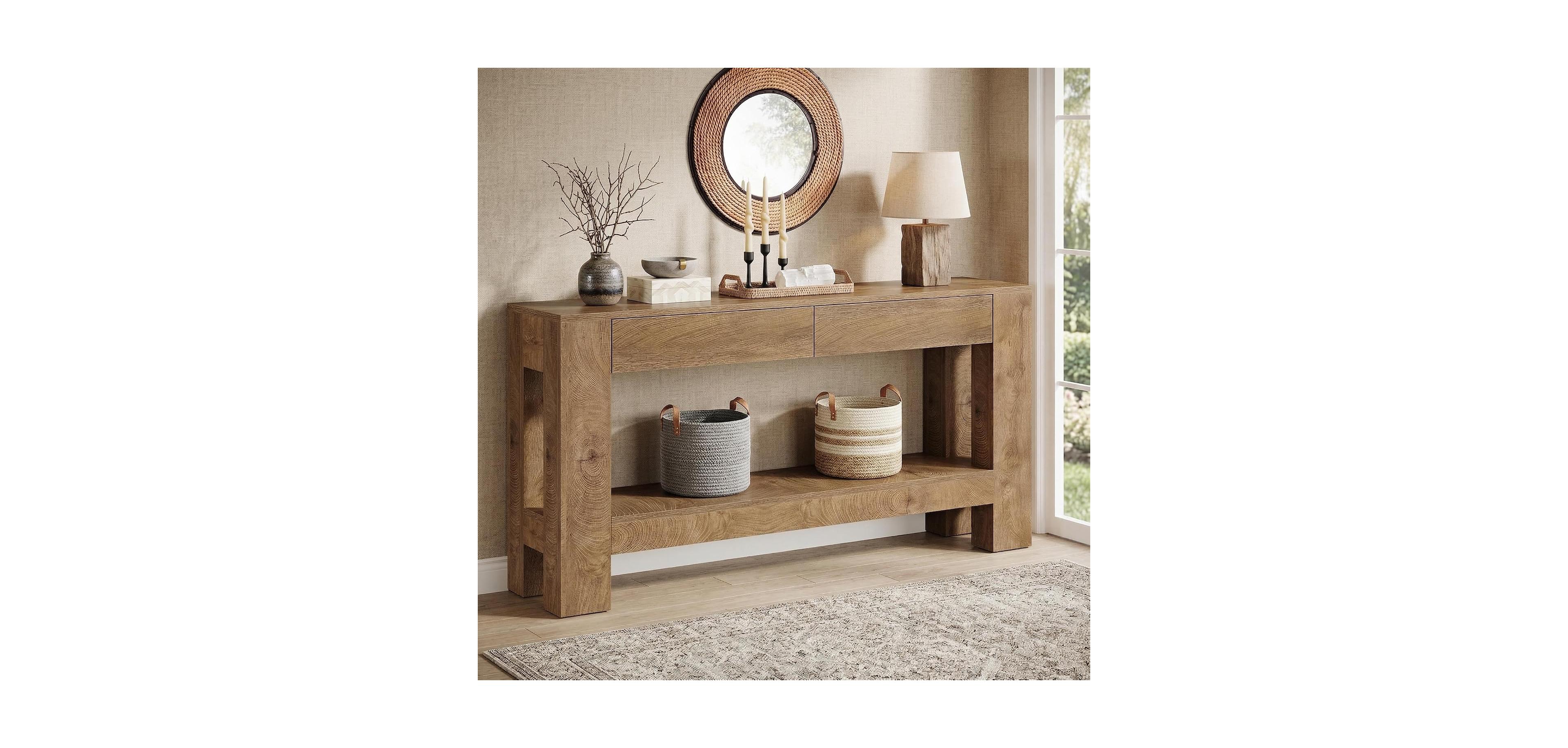 Tribesigns 63 Inch Entryway Table with 2 Drawers